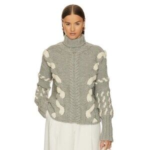 The Knotty Ones Barbora Turtleneck Sweater Womens M Dove Grey Wool Handmade $528